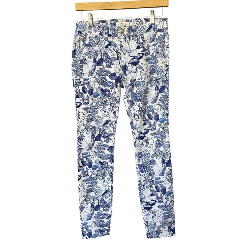 Vineyard Vines Cordia Floral Women's White Denim Skinny Jeans Size 2 28" inseam - Picture 2 of 5